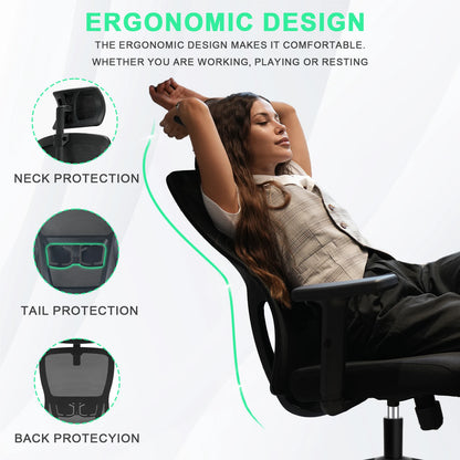 Chaise Ergonomique SEATERGO Dossier en S & Appui-tête Réglable