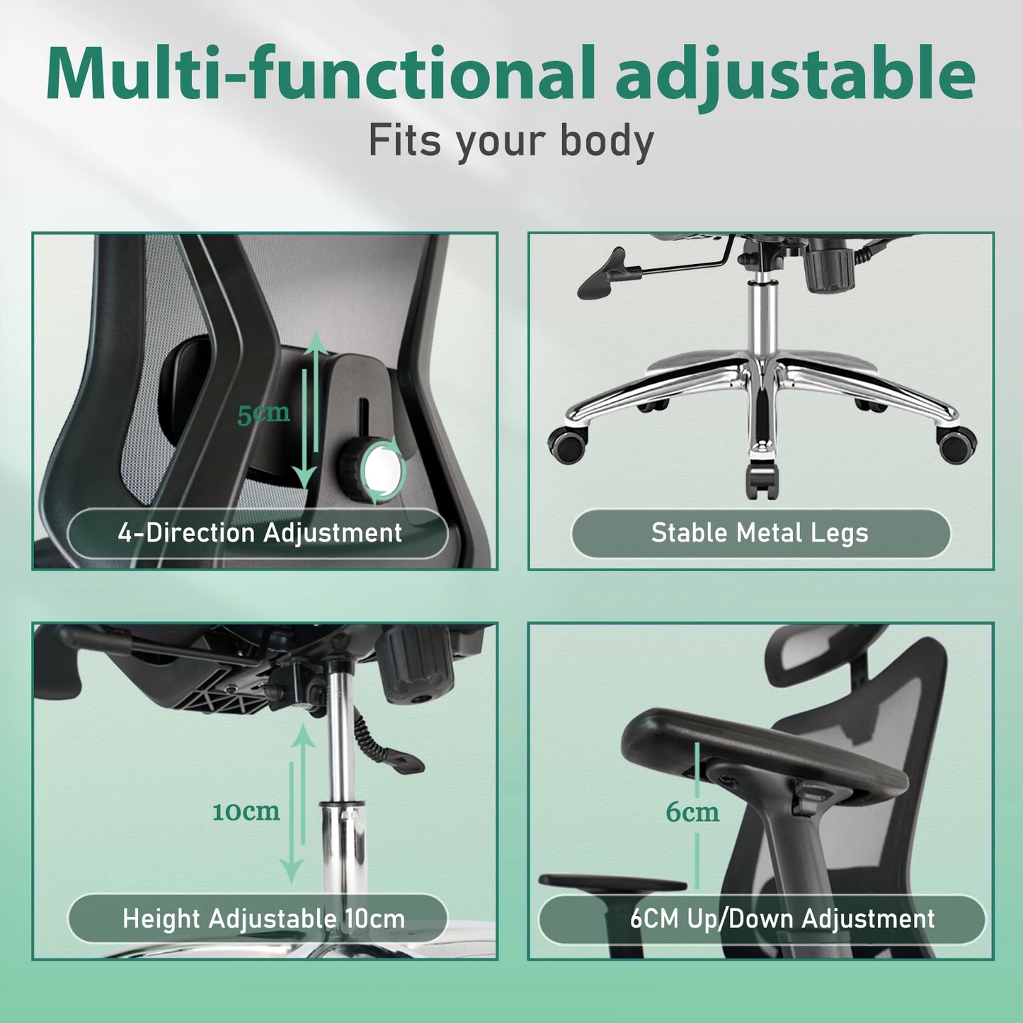 Chaise Ergonomique SEATERGO™ Soutien Lombaire Soft & Base Métal