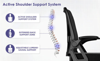 Chaise Ergonomique SEATERGO™ – Accoudoirs Relevables & Gain de Place