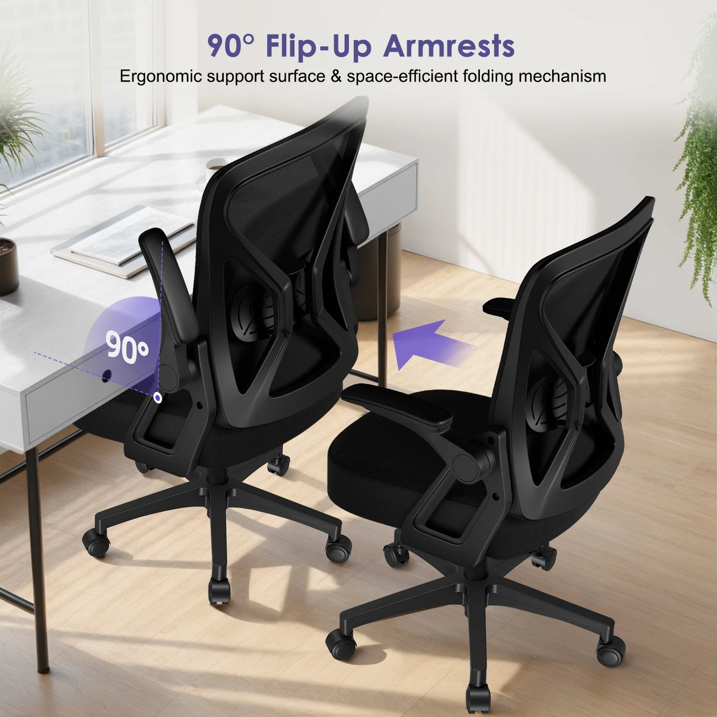 Chaise Ergonomique SEATERGO™ – Accoudoirs Relevables & Gain de Place